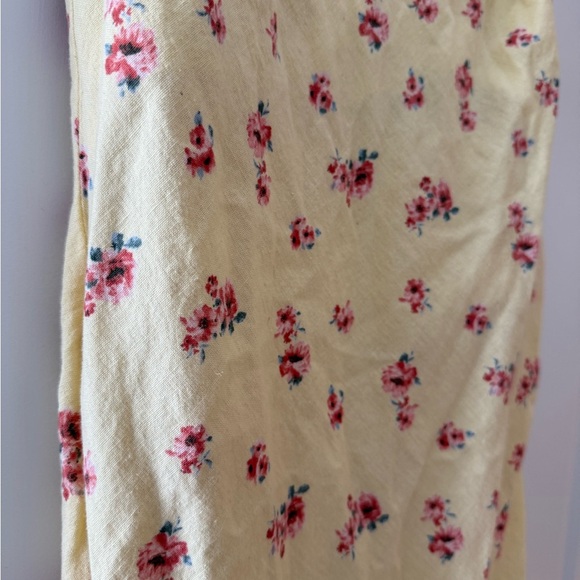 Butter yellow floral linen mini dress - size 4 (Small) - Picture 6 of 6